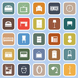 Bedroom flat icons on blue background