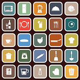 Kitchen flat icons on red background