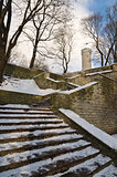 Stairs the leader on a medieval city wall in Tallinn