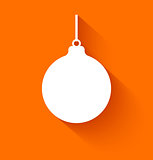 Abstract christmas ball in flat style on orange background