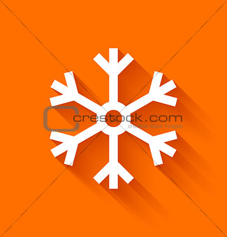 Abstract snowflake in flat style on orange background