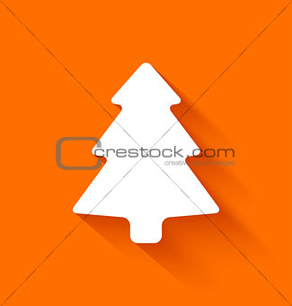 Abstract christmas tree in flat style on orange background