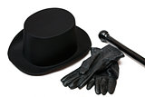 Black hat, gloves and cane