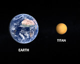 Planet Earth and Saturn Moon Titan