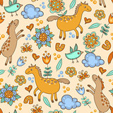 Seamless pattern with horses