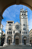 the romanic Cathedral of Genoa, Italy