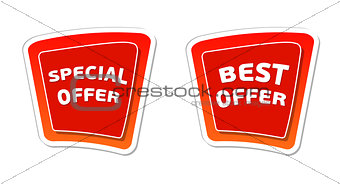 special and best offer in red banners