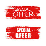 special offer on red drawn banner
