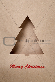 postcard with paper christmas tree
