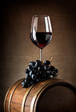Wine goblet and barrel