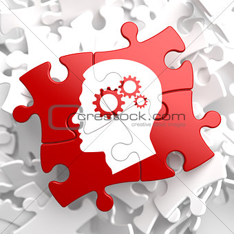 Psychological Concept on Red Puzzle.