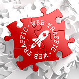 Web Traffic Concept on Red Puzzle.