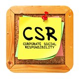 CSR. Yellow Sticker on Bulletin.