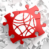 Social Network Icon on Red Puzzle.