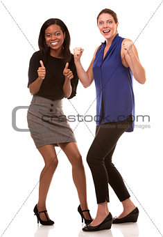 two excited business women