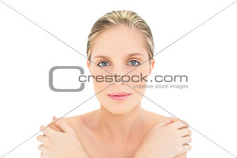 Relaxed fresh blonde woman looking at camera