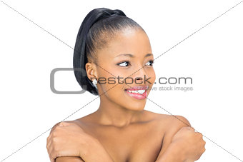 Happy black woman posing