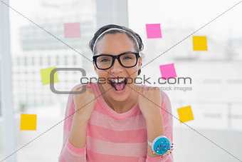 Happy woman in creative office