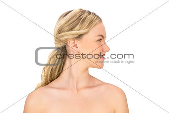 Cheerful pretty nude blonde posing