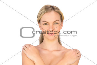 Peaceful pretty nude blonde posing