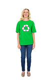 Happy blonde environmental activist posing