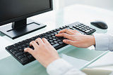 Close up of a businesswoman using a computer