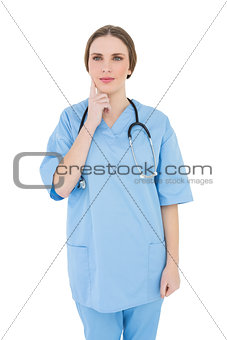 Thinking woman doctor