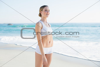 Attractive slender woman looking away