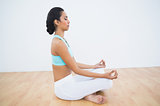 Lovely calm woman meditating in lotus position