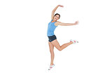 Sctive sporty woman rejocing over white background