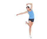 Sctive sporty young woman rejocing over white background