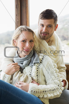 Portrait of a young couple in winter clothing