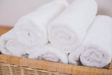 Clean rolled white towels