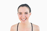 Close up portrait of a sporty woman smiling