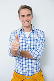 Portrait of a handyman gesturing thumbs up