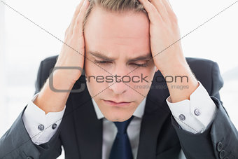 Extreme Close up of a worried businessman at office