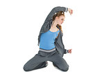 Young woman in sportswear stretching