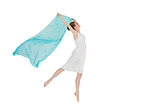 Young beautiful female dancer with blue scarf