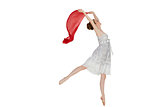 Young beautiful female dancer with red scarf