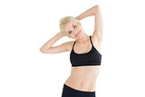 Toned sporty woman over white background
