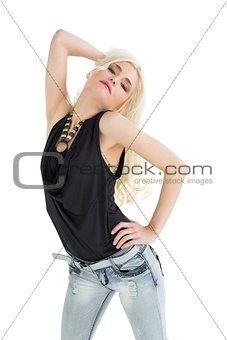 Portrait of a beautiful casual blond posing