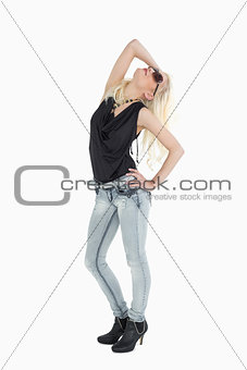 Full length of a beautiful casual young blond posing