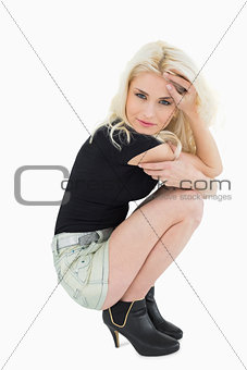 Portrait of a beautiful casual blond posing