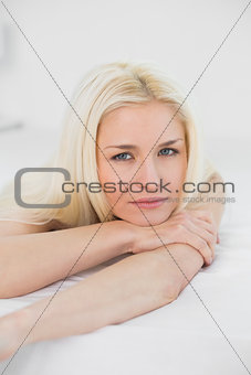 Close up of a beautiful blond in bed