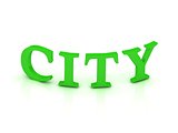 CITY sign with green letters 