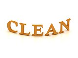 CLEAN sign with orange letters 
