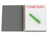 COMPASS inscription on notebook page 