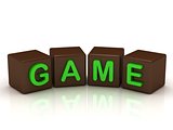 GAME inscription bright green letters 