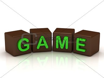 GAME inscription bright green letters 