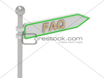 3d rendering of sign with gold "FAQ"